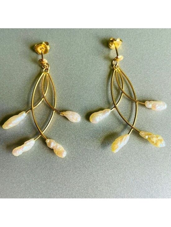 Jewelry - 14k Gold Fresh Water Pearl Vintage Chandelier Earrings